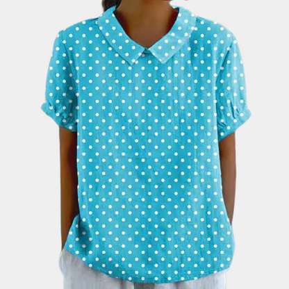 Women's Blouse - Floral Print - Short Sleeve Relaxed Fit - Lightweight