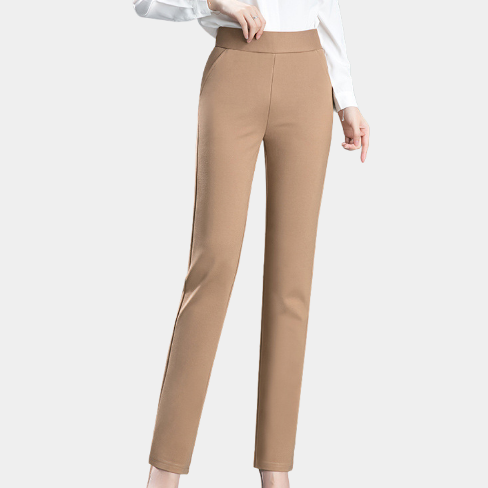 Women's casual flared trousers with elastic waist and high elasticity