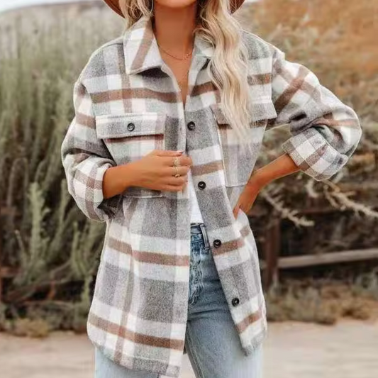 Casual Button-Up Long Sleeve Jacket With Pockets