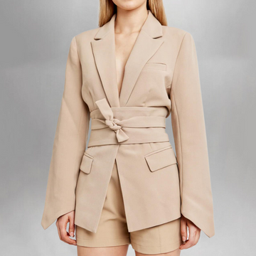 Women's tailored belted blazer jacket