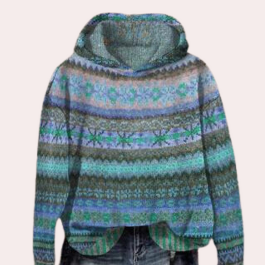 Nordic Pattern Knit Wool Blend Sweater