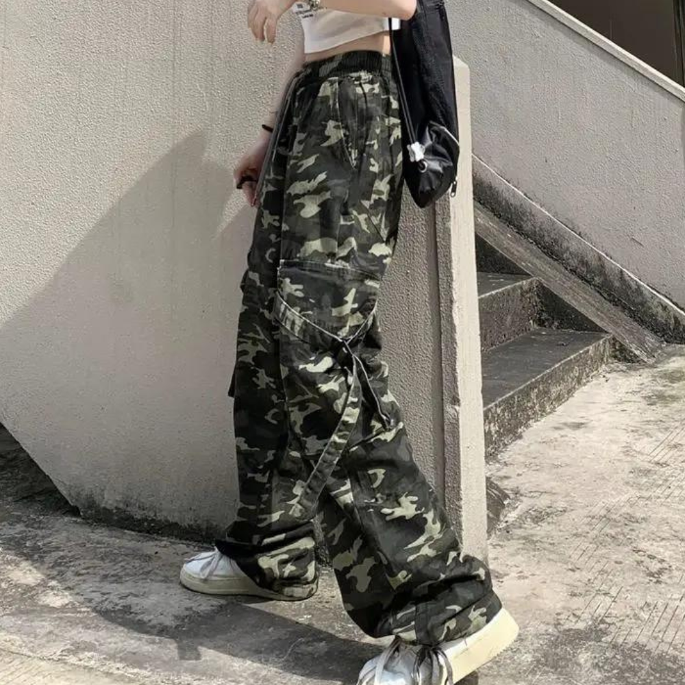 High waist camouflage trouser for women