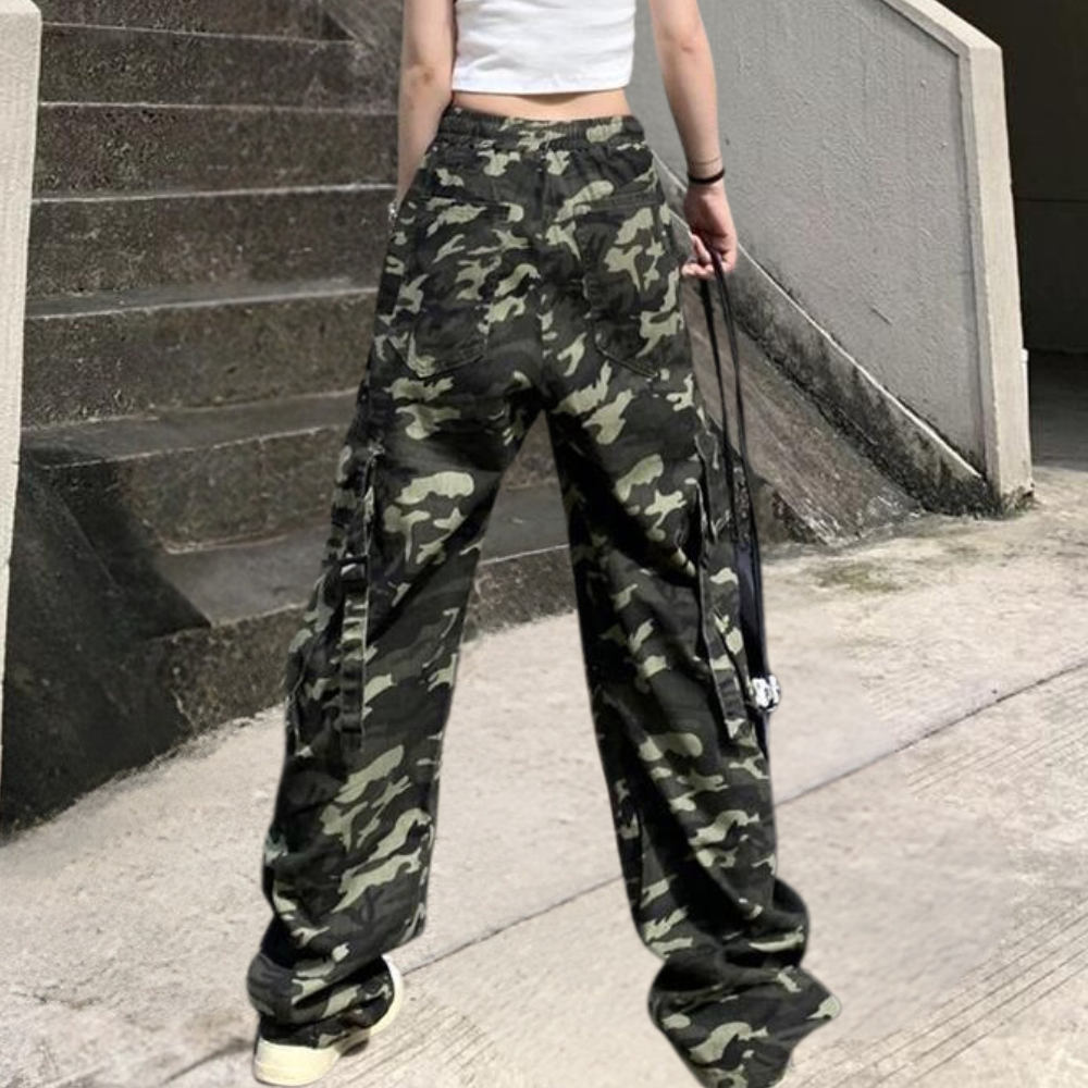 High waist camouflage trouser for women