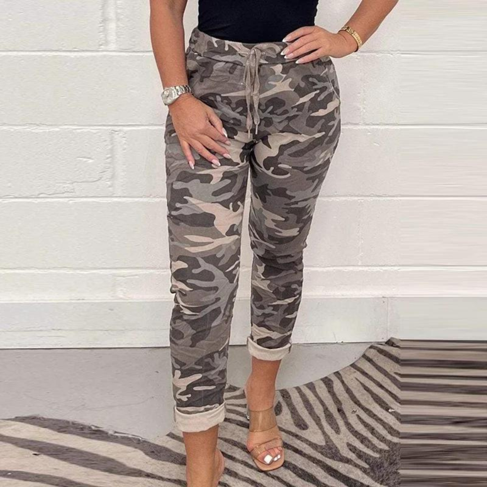 Women's high-waisted plus-size sweatpants loose camouflage