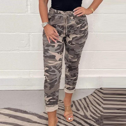 Women's high-waisted plus-size sweatpants loose camouflage