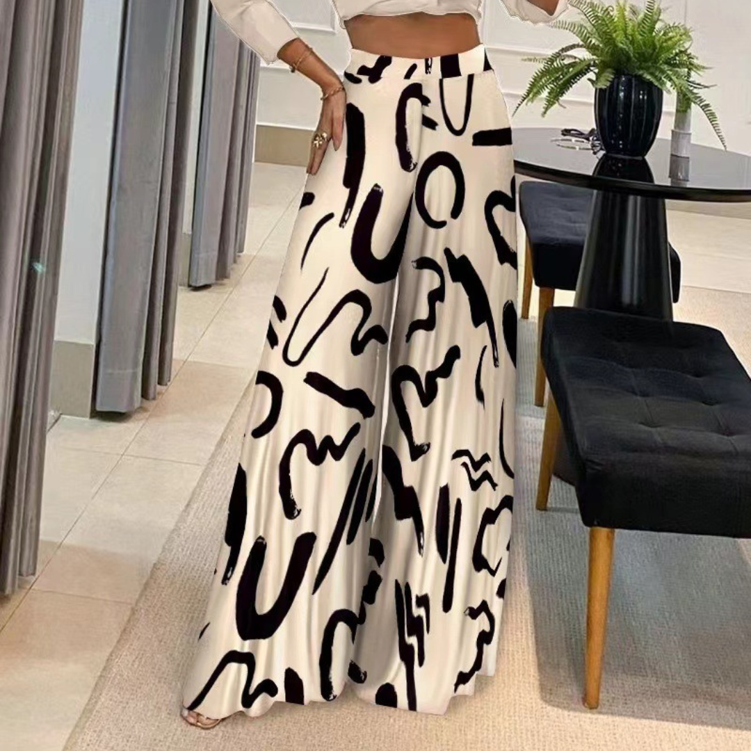 Printed wide-leg pants for women