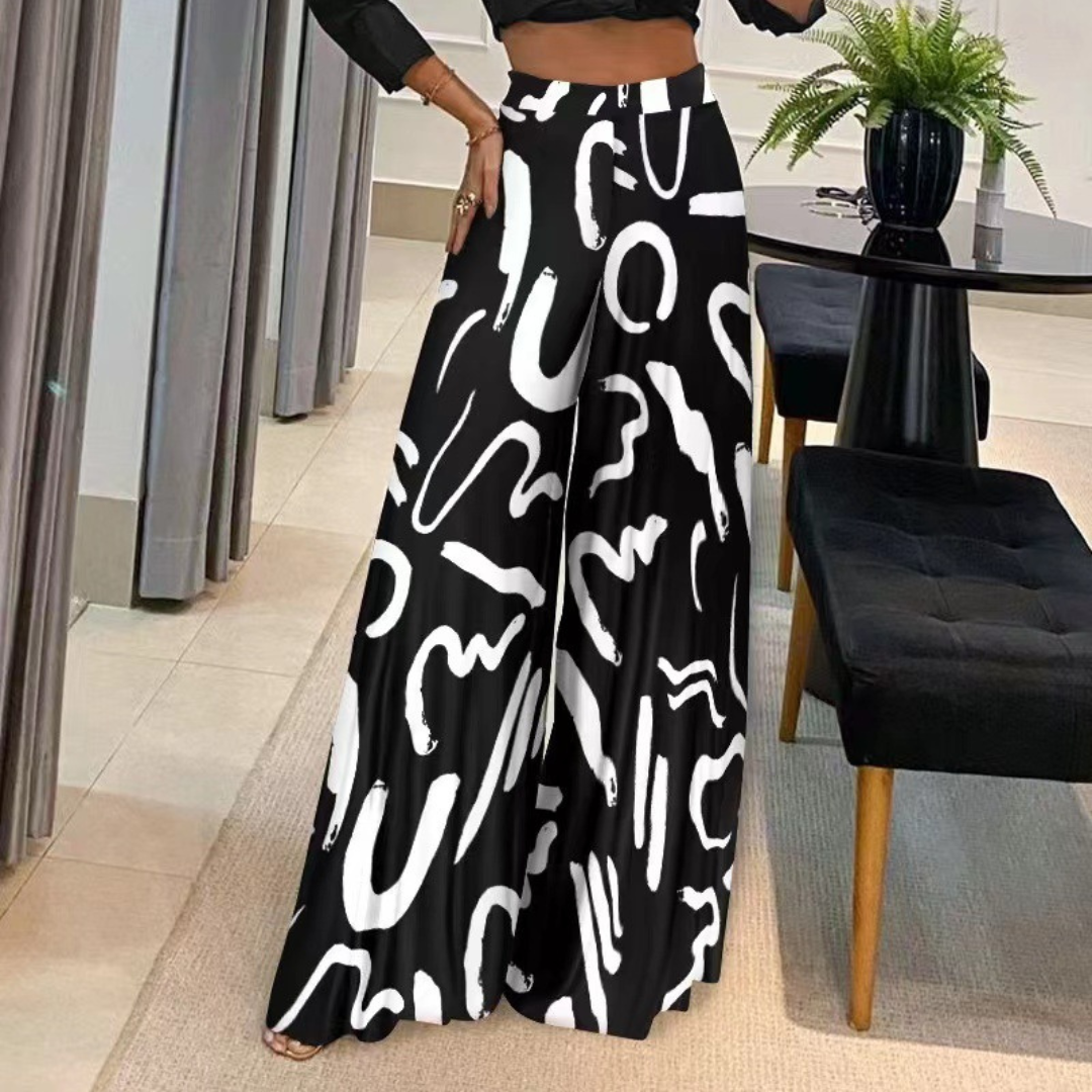 Printed wide-leg pants for women