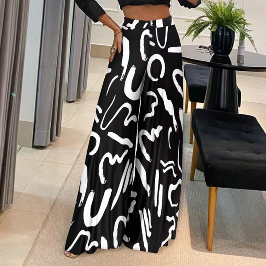 Printed Wide-Leg Pants