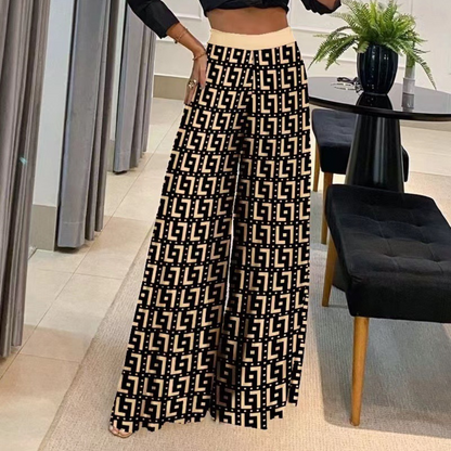 Printed wide-leg pants for women