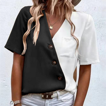 Women’s T-Shirt - Color Block Design - Crew Neck - Lightweight Soft Fabric - Casual Fit