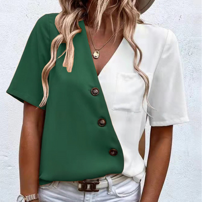 Women’s T-Shirt - Color Block Design - Crew Neck - Lightweight Soft Fabric - Casual Fit