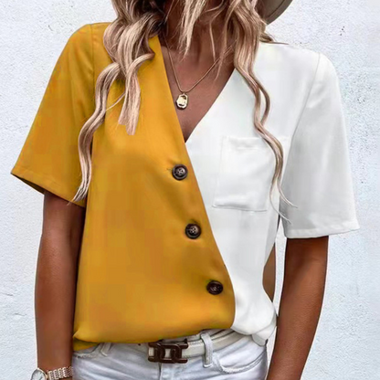 Women’s T-Shirt - Color Block Design - Crew Neck - Lightweight Soft Fabric - Casual Fit