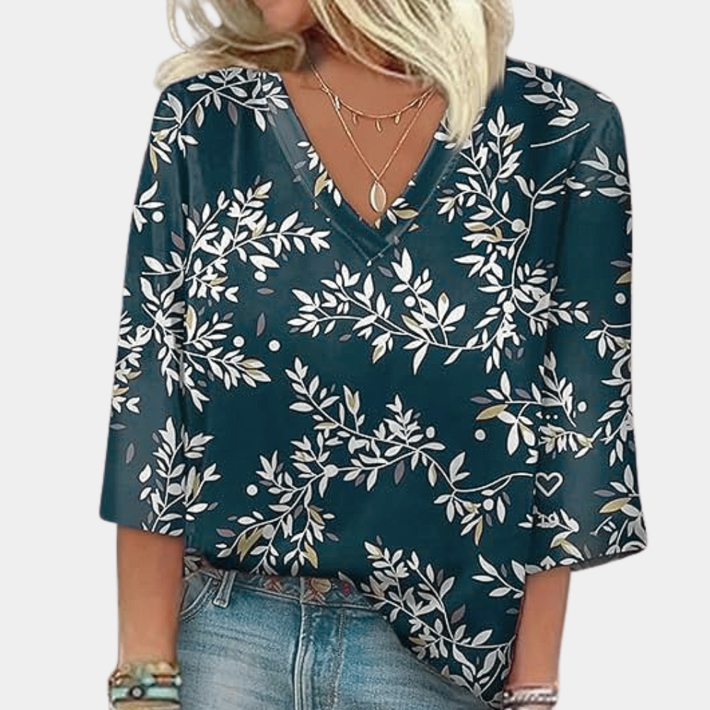 Women's 3d printed v-neck pullover t-shirt