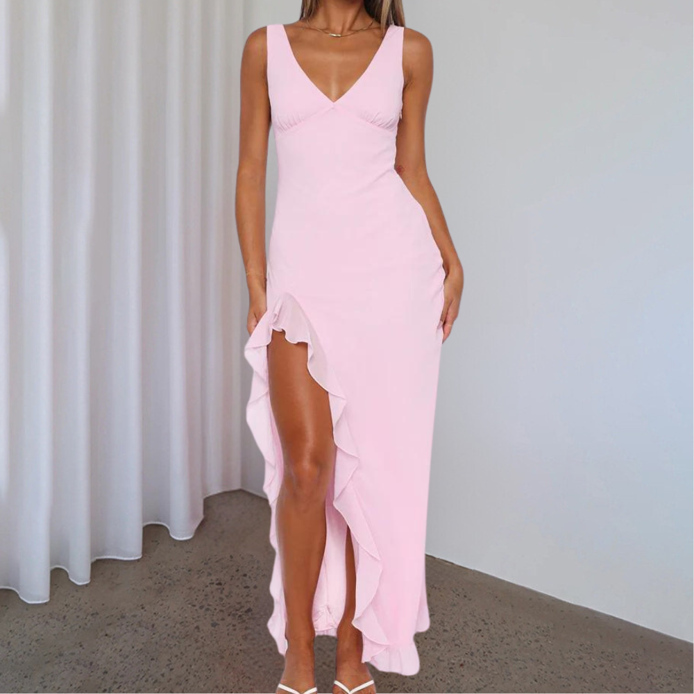 Satin-Like Slim Fit Evening Dress