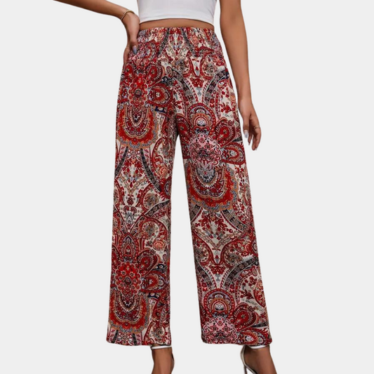 Bohemian Print High-Rise Wide-Leg Pants