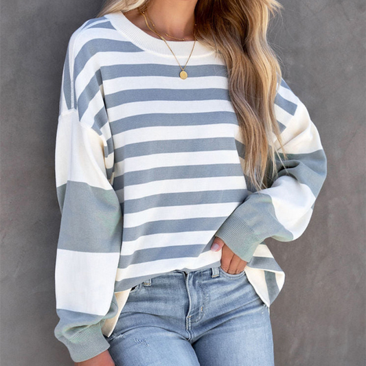 Oversized Striped Relaxed Fit Knit Sweater 