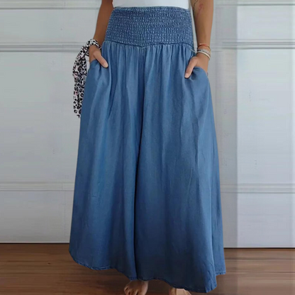 Women's high-waisted wide-legged jeans with pockets