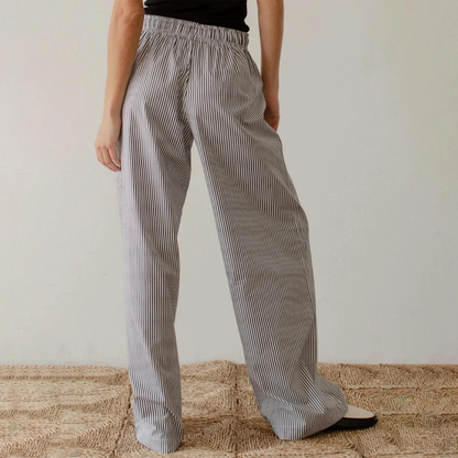Striped straight pants for women