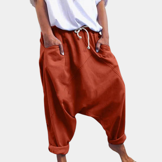 Loose Fit Elastic Waist Harem Pants