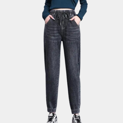 Harem pants with slim waist and cuff design for women