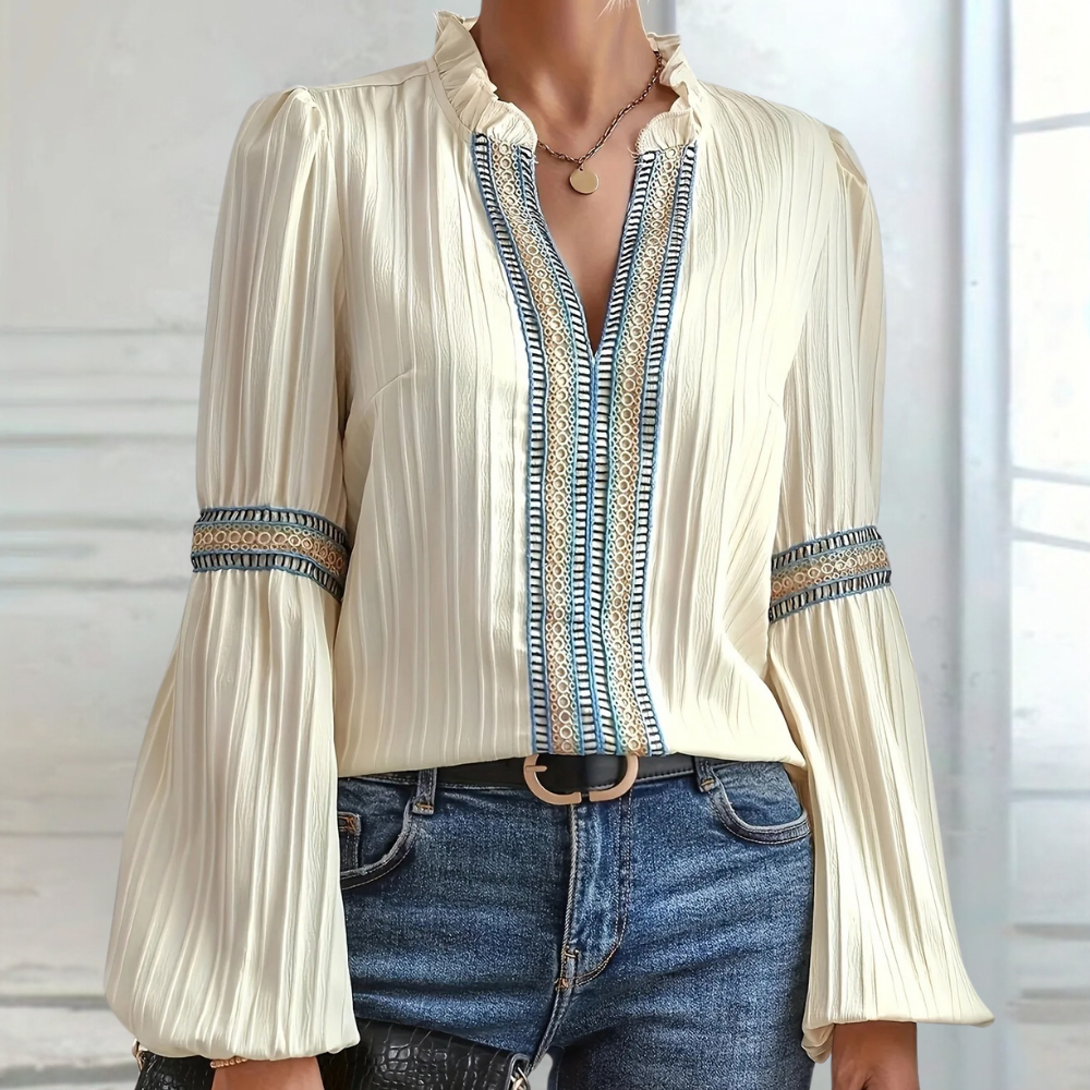 Women's v-neck shirt with lantern sleeves