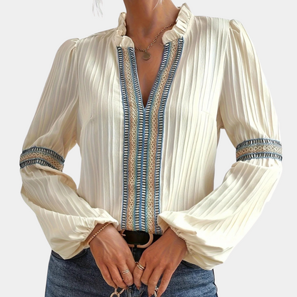 Women's v-neck shirt with lantern sleeves