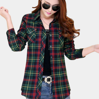 Women's plaid long sleeve shirt