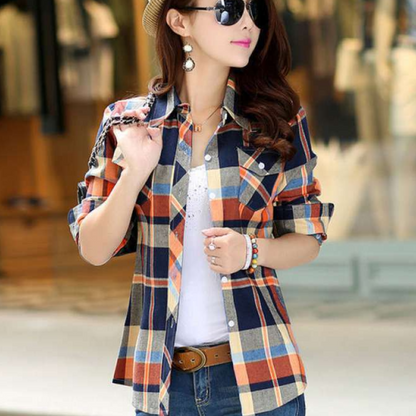 Women's plaid long sleeve shirt