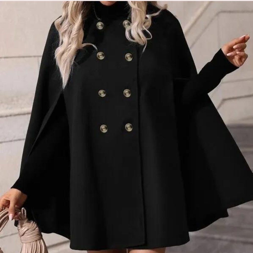 Double-breasted woolen coat for women