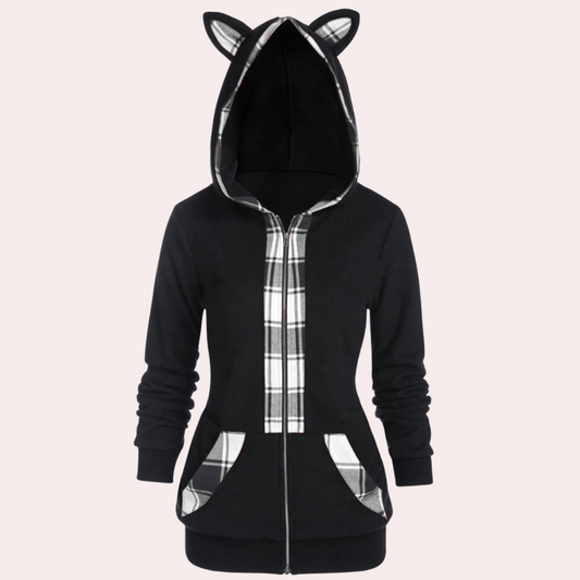 Plush Hooded Sweatshirt with Furry Cat Ears