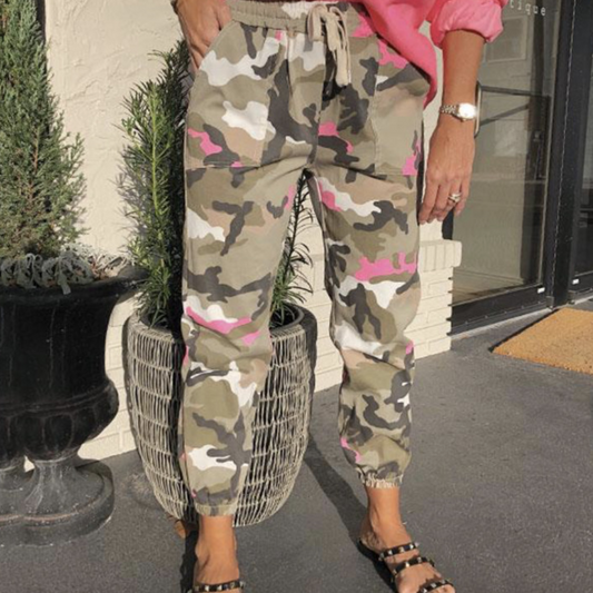 Camouflage Drawstring Casual Pants