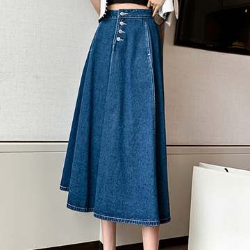 A-line denim umbrella skirt for women