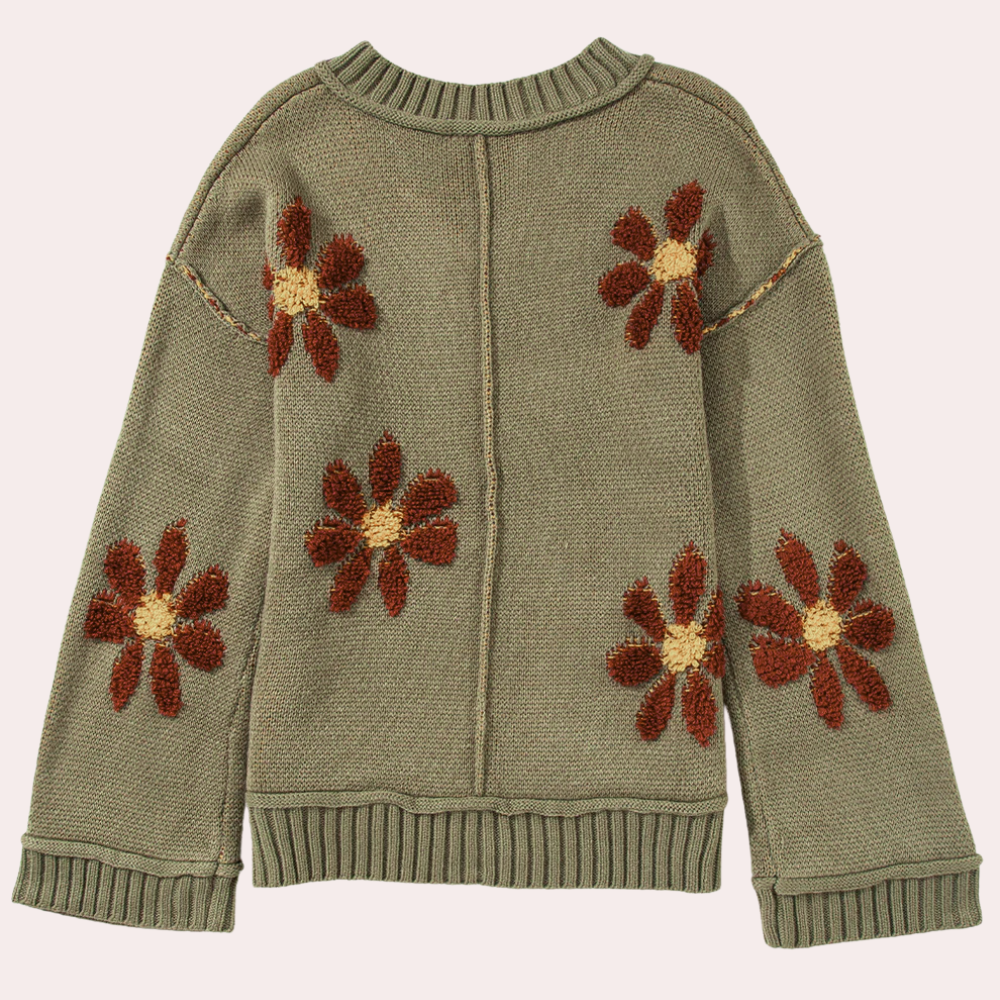 Stylish Floral Sweater - Lightweight Blend Knit for All Seasons