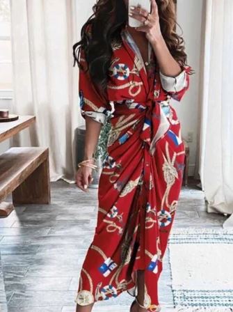 Belted Flowy Wrap Maxi Dress