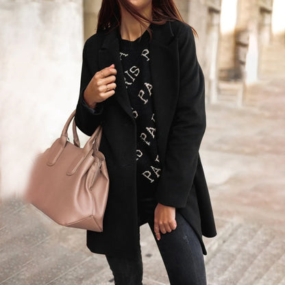 Women's solid color woolen coat