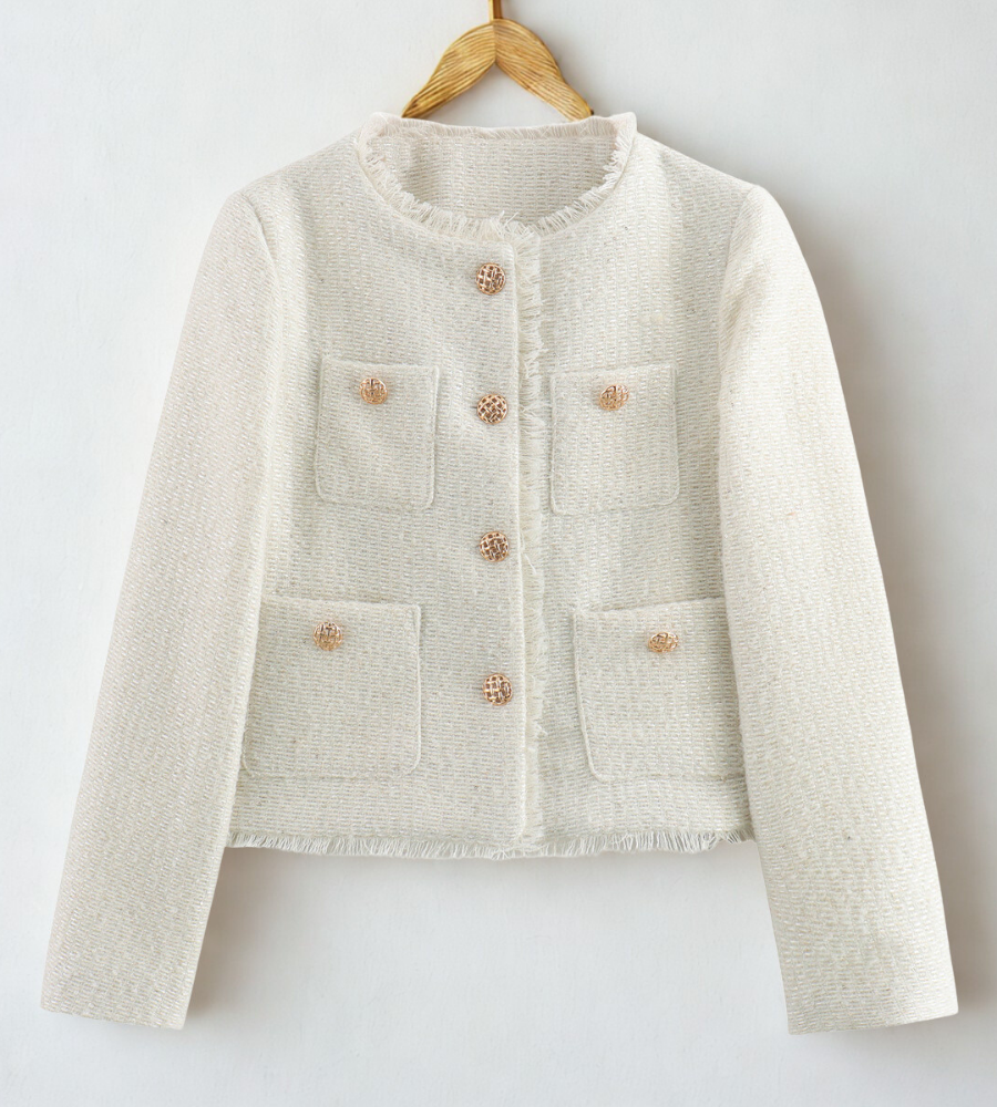 Textured Tailored Fit Cropped Jacket 