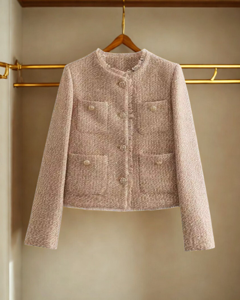 Textured Tailored Fit Cropped Jacket 