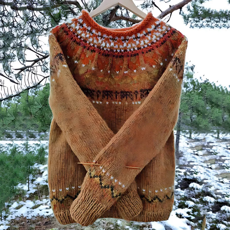 Wool Blend Relaxed Fit Fair Isle Sweater 