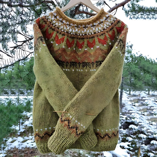 Wool Blend Relaxed Fit Fair Isle Sweater 