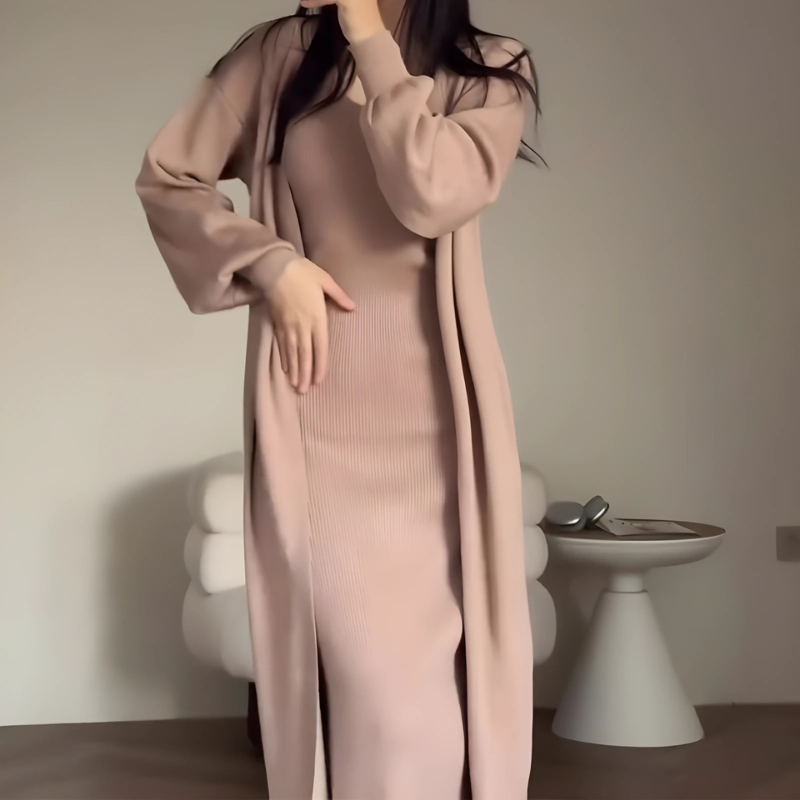 Slim Fit Two-Piece Knit Dress Set 