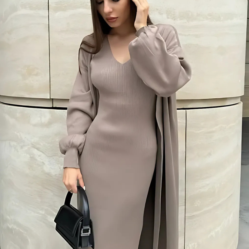 Slim Fit Two-Piece Knit Dress Set 