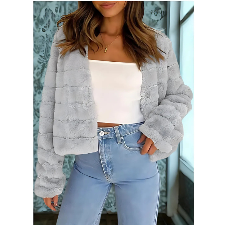 Textured Relaxed Fit Faux Fur Jacket 