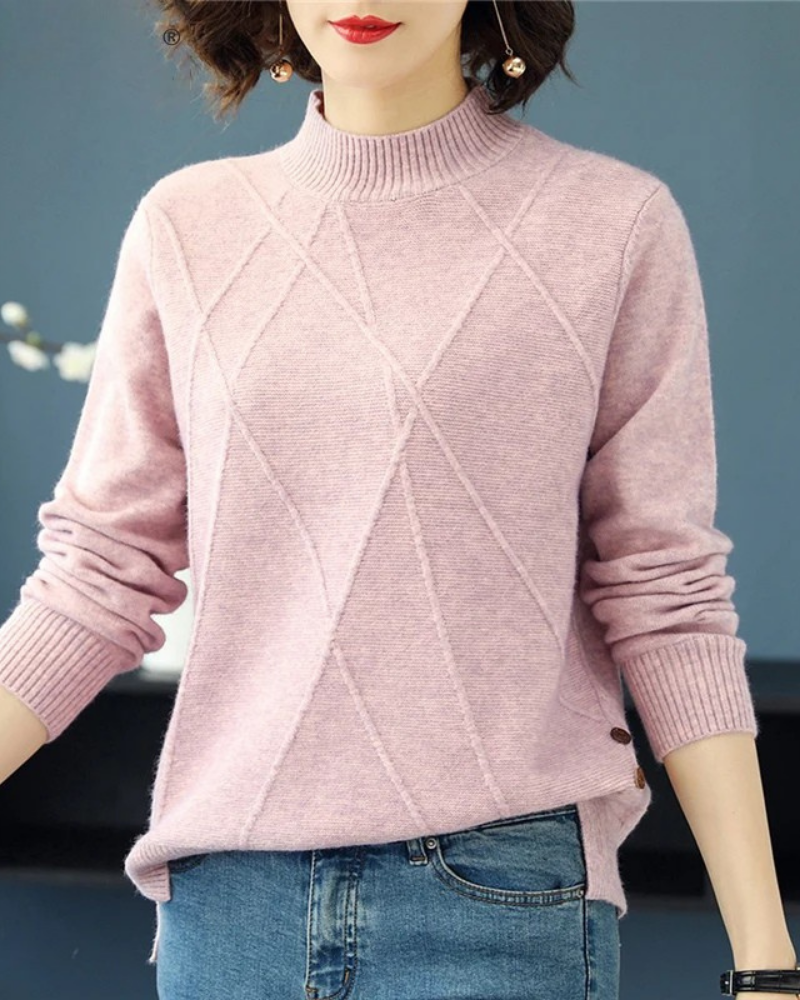 Relaxed Fit Ribbed Half-Turtleneck Pullover Sweatshirt 