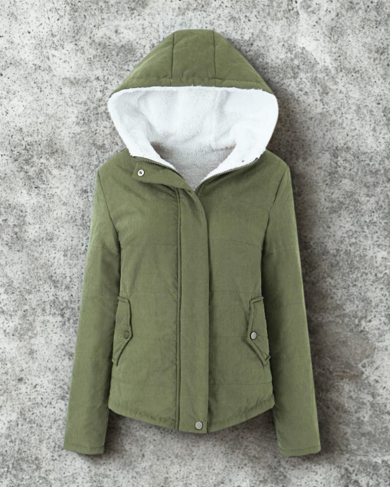 Quilted Fleece Lined Hooded Jacket 