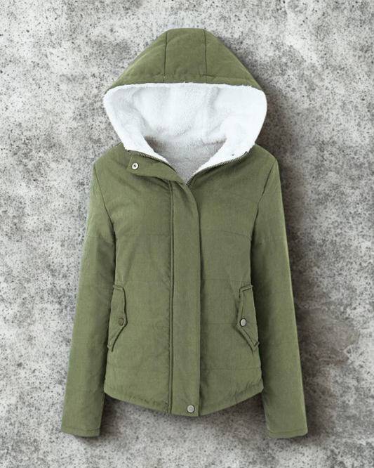 Quilted Fleece Lined Hooded Jacket 