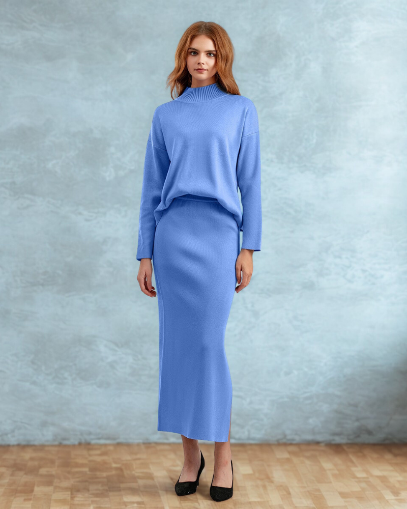 Ribbed Knit Slim Fit Two-Piece Set 