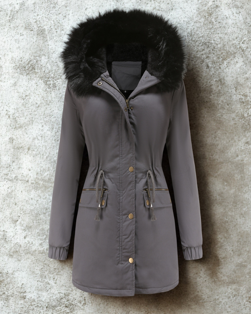 Water-Resistant Faux Fur Hood Parka Jacket 