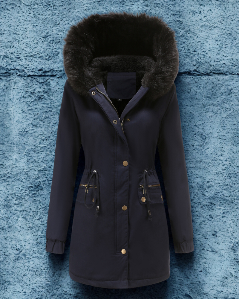 Water-Resistant Faux Fur Hood Parka Jacket 