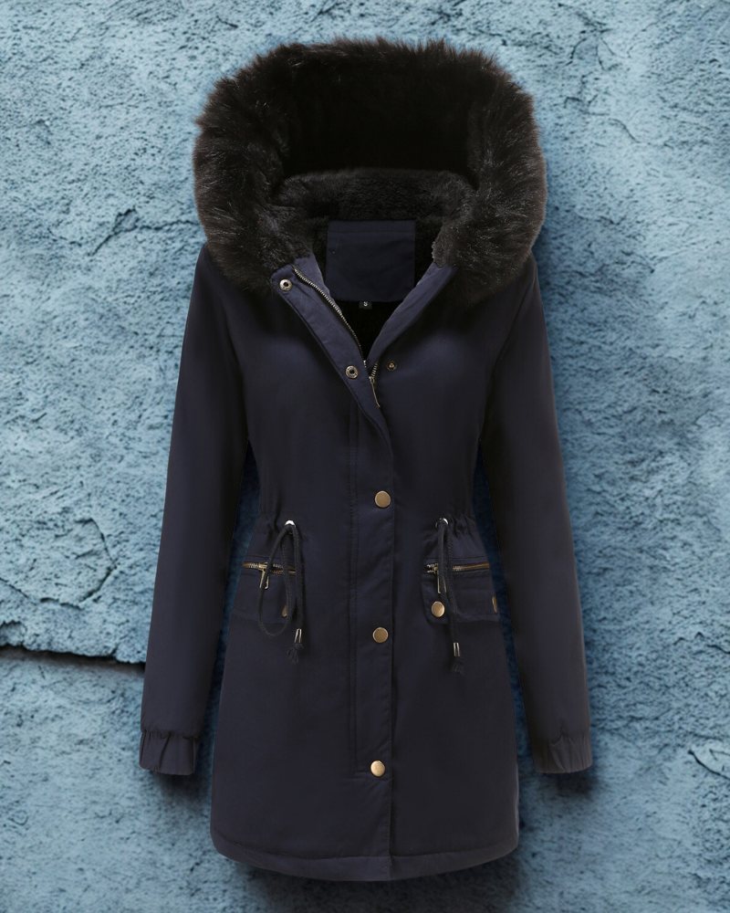 Water-Resistant Faux Fur Hood Parka Jacket 
