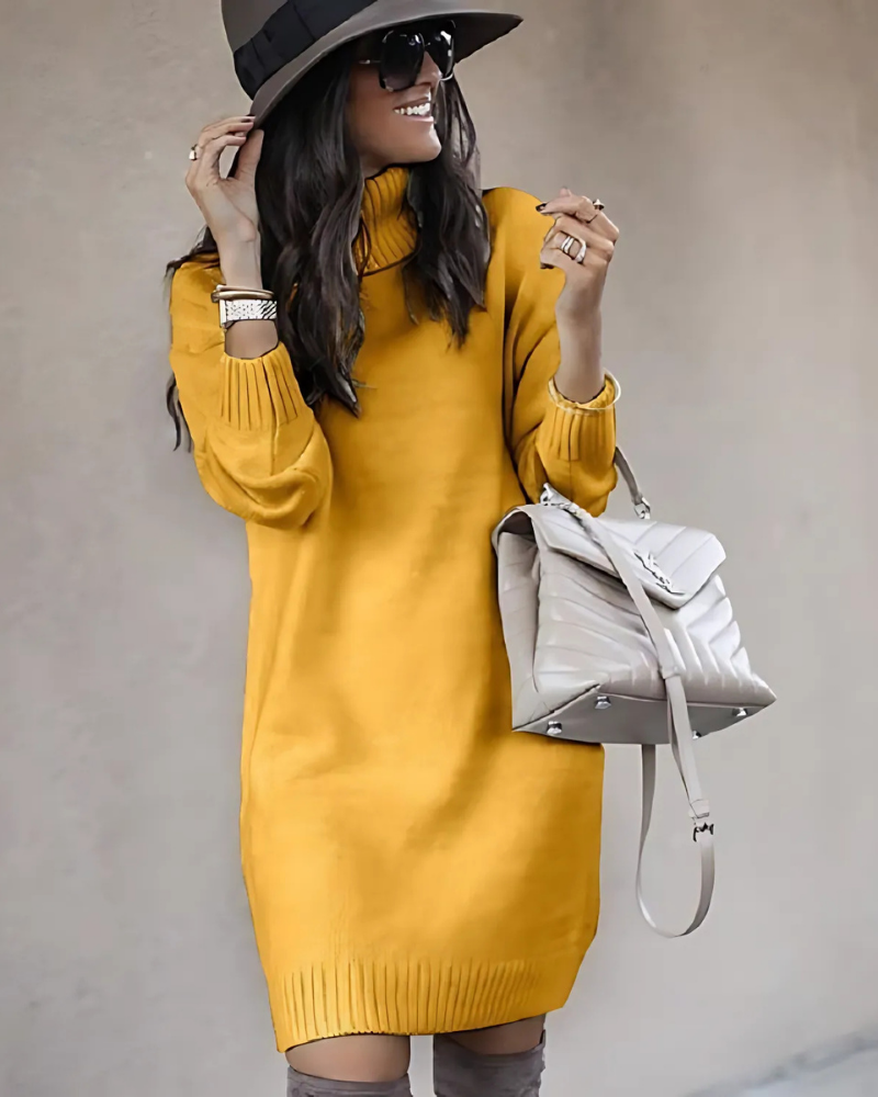 Ribbed Knit Relaxed Slim Fit Mini Dress 